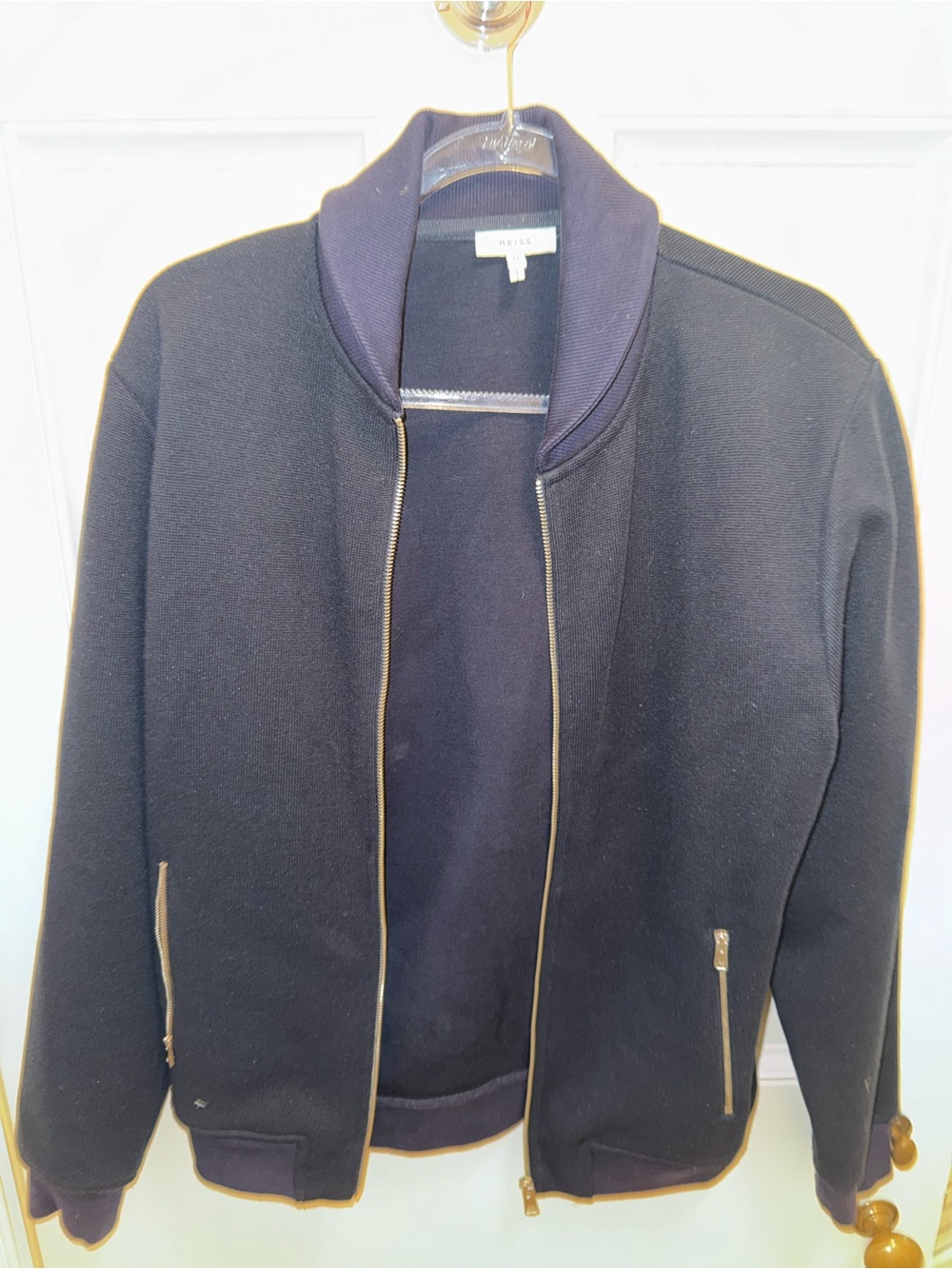 Reiss Navy and Black Zip-Up Sweater Jacket